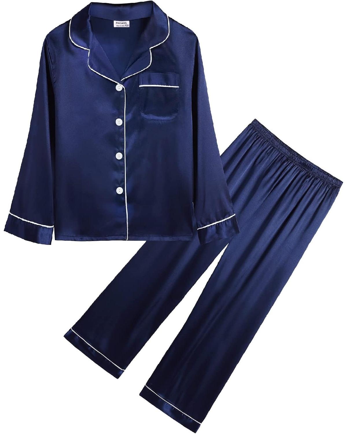 Pijama Infantil Americano Calça e Camisa Manga Longa - Azul Marinho