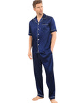 Pijama Americano Masculino Cetim Calça e Manga Curta - Azul