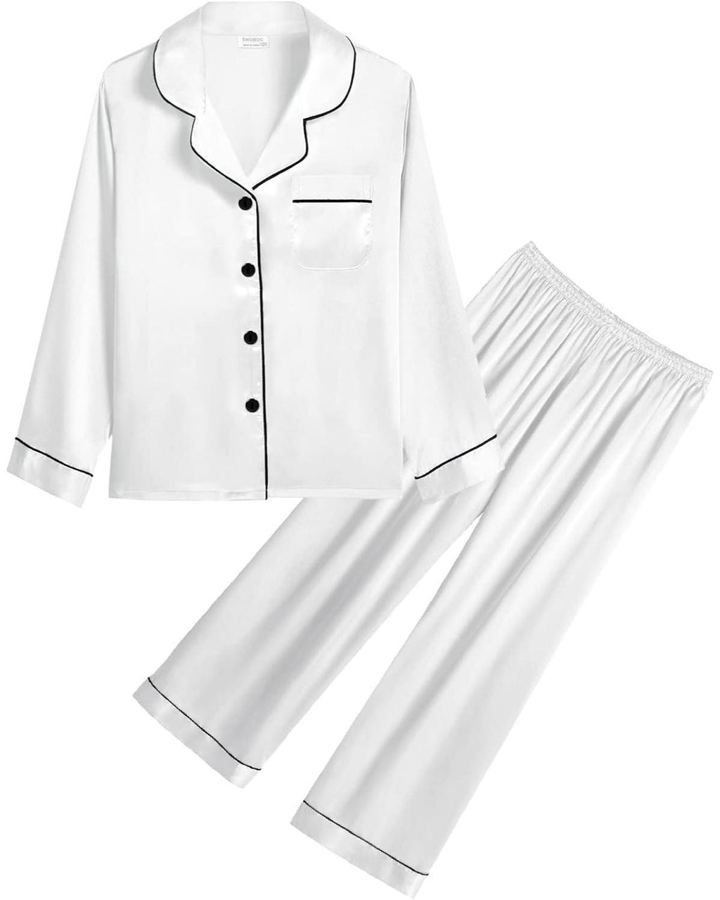 Pijama Infantil Americano Calça e Camisa Manga - Branco