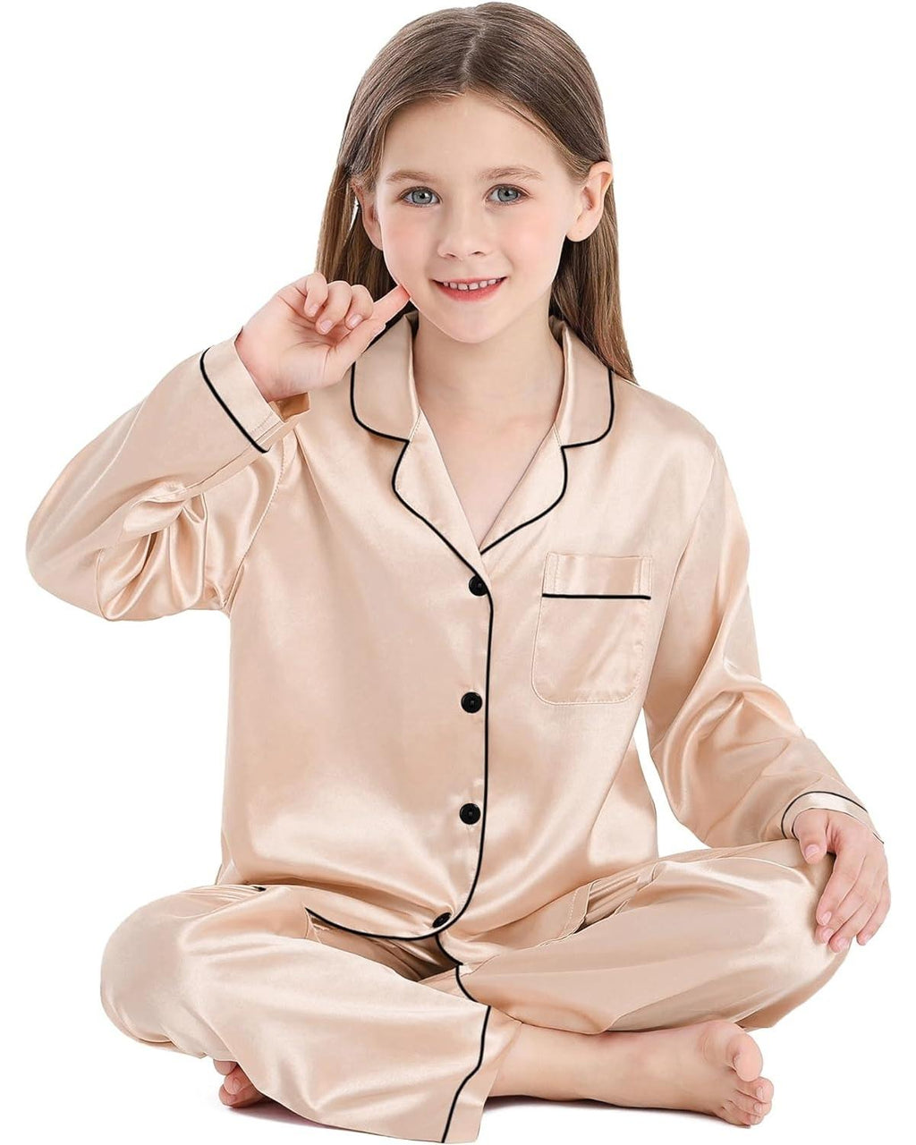 Pijama Infantil Americano Calça e Camisa Manga Longa - Champanhe