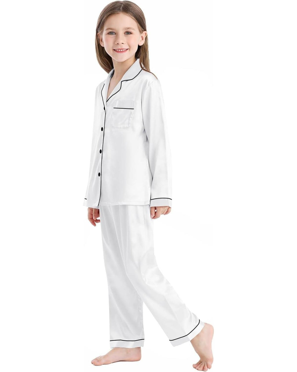 Pijama Infantil Americano Calça e Camisa Manga - Branco