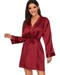 Robe de Cetim Mangas Longas - Vermelho
