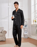 PIjama Masculino em Cetim Short e Camisa Manga Curta - Preto