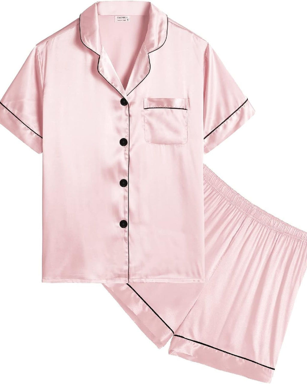 Pijama Infantil Americano Unissex Cetim Short e Camisa Manga Curta - Rosa