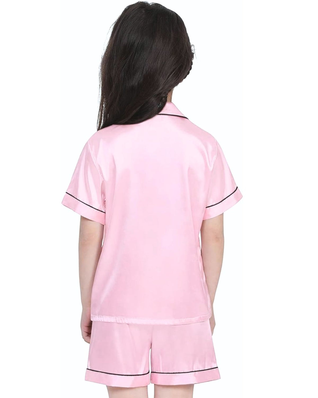Pijama Infantil Americano Unissex Cetim Short e Camisa Manga Curta - Rosa