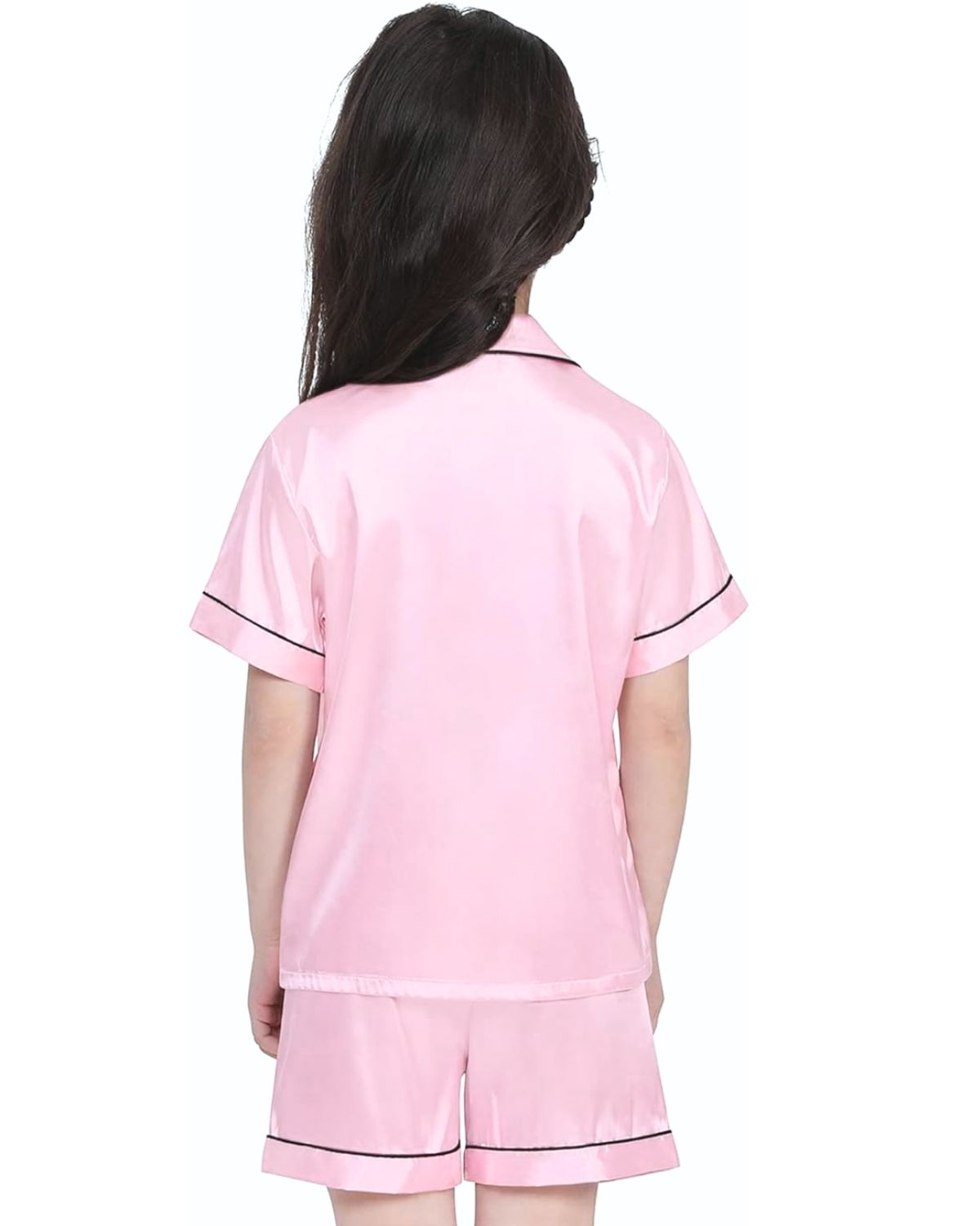 Pijama Infantil Americano Unissex Cetim Short e Camisa Manga Curta - Rosa