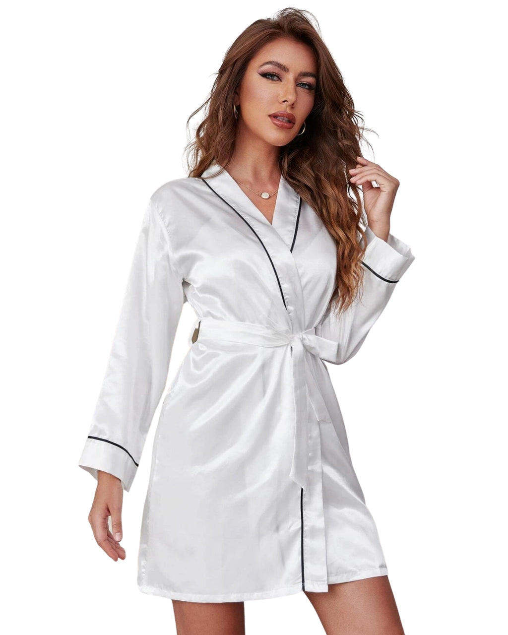 Robe de Cetim Mangas Longas - Branco