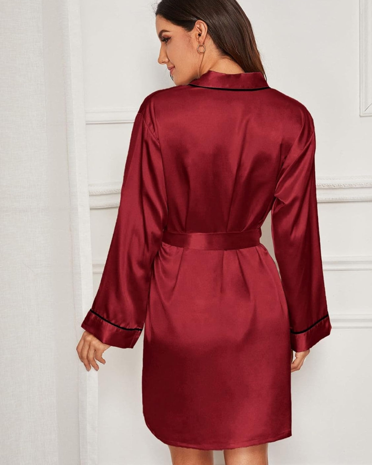 Robe de Cetim Mangas Longas - Vermelho