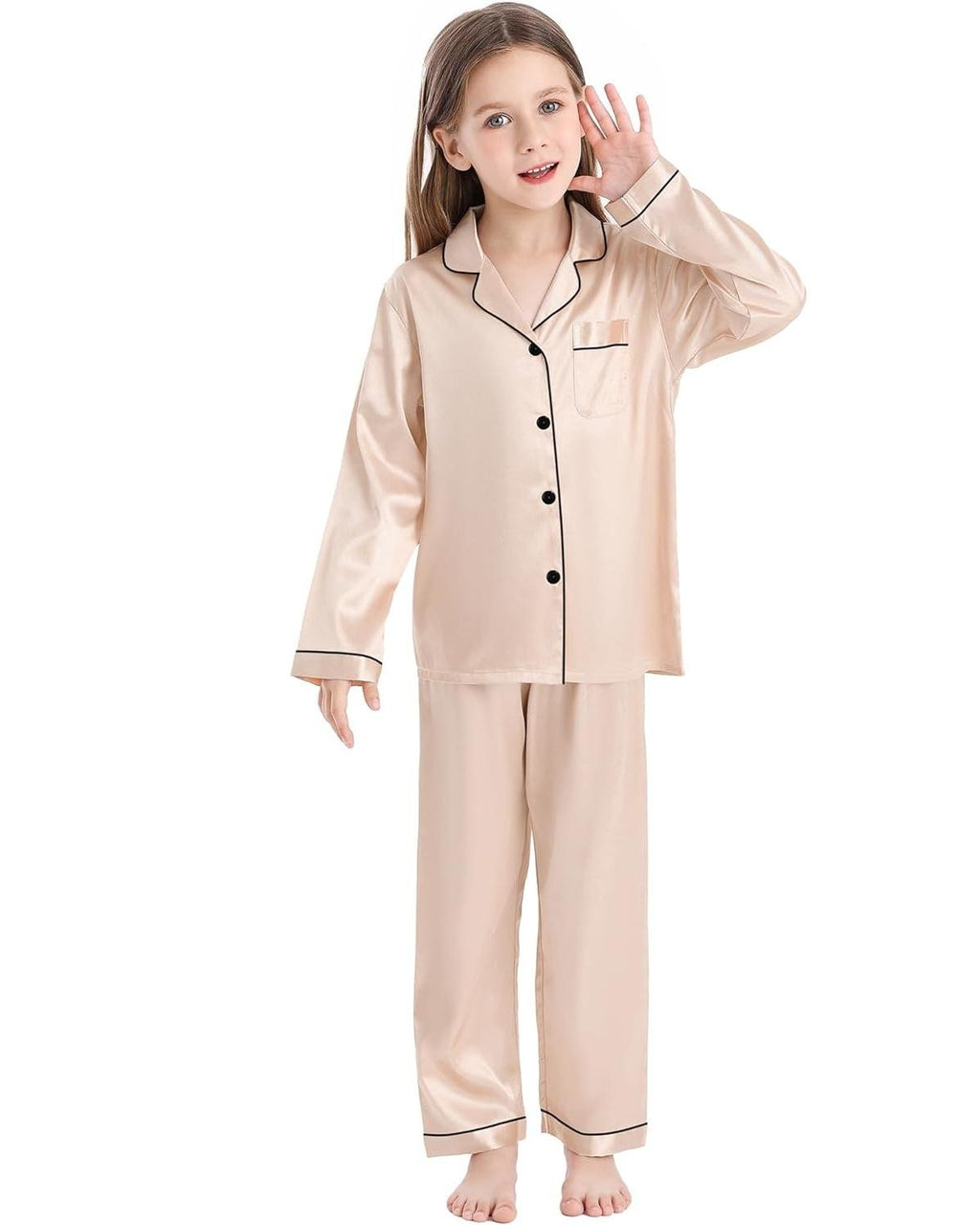 Pijama Infantil Americano Calça e Camisa Manga Longa - Champanhe