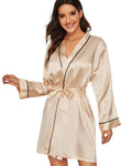 Robe de Cetim Mangas Longas - Champanhe
