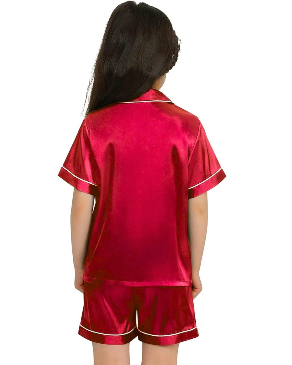 Pijama Infantil Americano Unissex Cetim Short e Camisa Manga Curta - Vermelho
